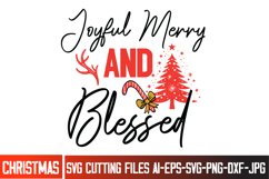 Christmas SVG-Joyful Merry And Blessed SVG CutFile,Christmas