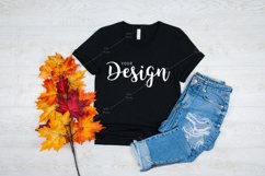 Bella Canvas 3001 Black T-shirt Mockup for Fall Product Image 1