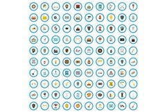 100 design document icons set, flat style Product Image 1