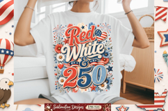 Red White &amp; 250 Sublimation Design,4th of july Sublimation Product Image 1