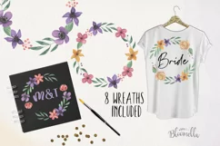 Delia 8 Wreaths Watercolor Flowers Cream Purple Orange Leaf Product Image 2