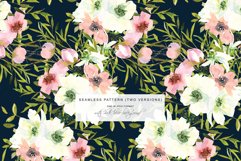 Watercolor Blush and White Florals Clipart Seamless Pattern Product Image 6