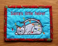 Cat & Lights Christmas Mug Rug or Doorknob Hanger Pattern Product Image 4