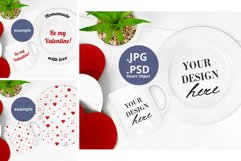 Coffee Mug & White Plate Mockup Valentine's Day, PSD mock up Product Image 1
