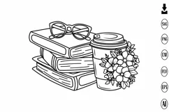 Books with Coffee Flower Svg, Book Svg, Coffee Svg Product Image 1