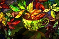 Serene Green Tea Stained Glass Background Wallpaper Product Image 1