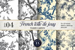 French Toile de Jouy Seamless Pattern, Vintage floral paper Product Image 1