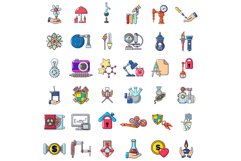 Energy research icons set, cartoon style Product Image 1