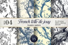 French Toile de Jouy Seamless Pattern, Vintage floral paper Product Image 1