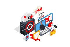 Cyber defence concept banner, isometric style Product Image 1