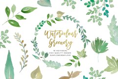 Watercolour Greenery Leaves Wreath clipart Product Image 1