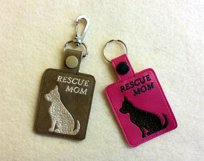 ITH Rescue Mom Dog Vinyl Key Fob or Bag Tag - Snap Tab Machine Embroidery Product Image 3