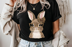 Easter Bunny png, Leopard Print Knit Bunny with Glasses png Product Image 2