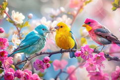 Bird and Flowers Background Wallpaper Product Image 1