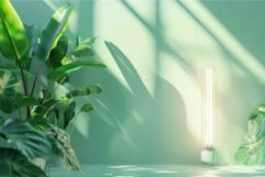 Serene greenhouse interior with sunlight Product Image 1