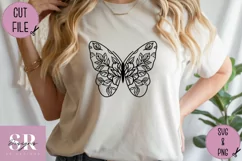 Floral Butterfly t-shirt design| Vinyl butterfly SVG Product Image 1