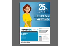 Business Meeting Poster Vector. Business Woman. Invitation Product Image 1
