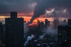 Serene Big city sunset. Generate Ai Product Image 1
