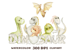 Dinosaurs Watercolor clipart Sublimation design printing on Product Image 1