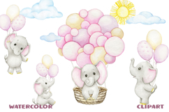 elephant clipart, watercolor baby elephants illustration, cu Product Image 1