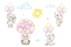 elephant clipart, watercolor baby elephants illustration, cu Product Image 2