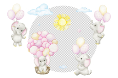 elephant clipart, watercolor baby elephants illustration, cu Product Image 3