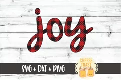 Joy - Buffalo Plaid Christmas SVG PNG DXF Cut Files Product Image 2