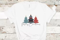 Merry Christmas Western trees sublimation design Product Image 2