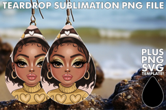 Unique Teardrop Earrings Gift PNG, Afro Girl Product Image 1