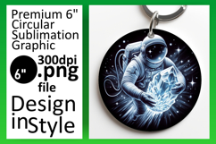 Whimsical Circle Design Keychain Template , Astronaut Product Image 1