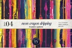 Neon Crayon Drip Texture | Bright Dripping Crayon Pattern Product Image 1