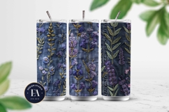 Embroidered Denim Digital Paper| Floral Denim Pattern Product Image 2