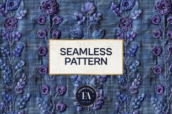 Embroidered Denim Digital Paper| Floral Denim Pattern Product Image 3