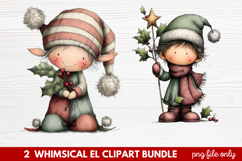Whimsical Elf Clipart | Cute Christmas Elf PNG Illustration Product Image 1
