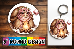Cozy Round Keychain PNG Magic, Turtle Product Image 1