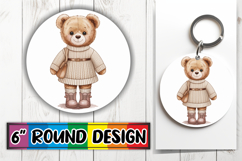 Joyful Round Keychain Magic PNG, Teddy Bear Product Image 1
