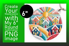 Vibrant Round Design Keychain PNG , Holiday Product Image 1