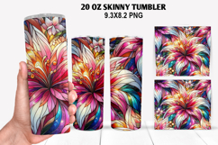 Flower Skinny Tumbler 20oz Wrap Design, Flowers Tumble PNG Product Image 1