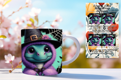 Creative 11oz Mug Wrap Png Design , Halloween Dino Product Image 1