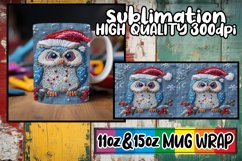 Christmas Owl Wrap 11oz 15oz Mug Embroidery Design Product Image 1