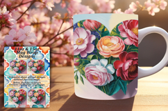 Creative 15oz Png Mug Wrap Template , Flowers Heart Product Image 1