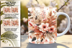 Vibrant 11oz Mug Wrap Png Template , Autumn Flower Product Image 1