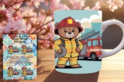 Happy 11oz Mug Wrap Png Template , Cute Bear Product Image 1