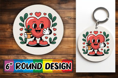 Cheerful Keychain Round Design PNG, Valenines Heart Product Image 1
