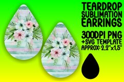 Sublimation Design - Floral Teardrop Earrings PNG Product Image 1
