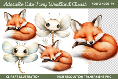 Adorable Cute Fairy Woodland Clipart Bundle PNG Product Image 5