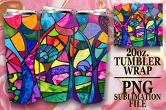 20oz Wrap Stained Glass Tree Colorful Tumbler Design Product Image 1