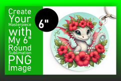 Charming Round Design Keychain PNG , Dragon Product Image 1