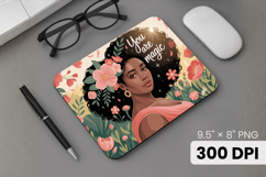 Afro Girl / Woman braided hair Mouse Pad, Black Queen PNG Product Image 1