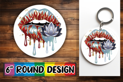 Radiant Round Sublimation Coasters, Dripping Lips Product Image 1